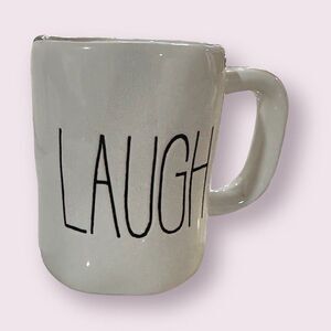 RAE DUNN Classic Off-White “LAUGH” Ceramic Coffee Mug